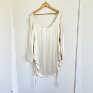 SNDYS turn back time dress / champagne ivory open back mini dress / size 8